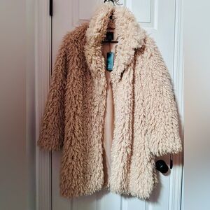 Wild Fable Faux Fur Shag Teddy Coat  Beige XS